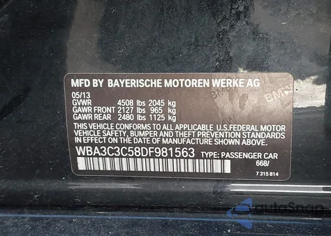 2013 BMW 320I xDrive from USA, damaged, VIN WBA3C3C58DF981563